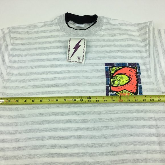 Lightening Bolt Mens Large Multicolor Striped Logo - Picture 2 of 9